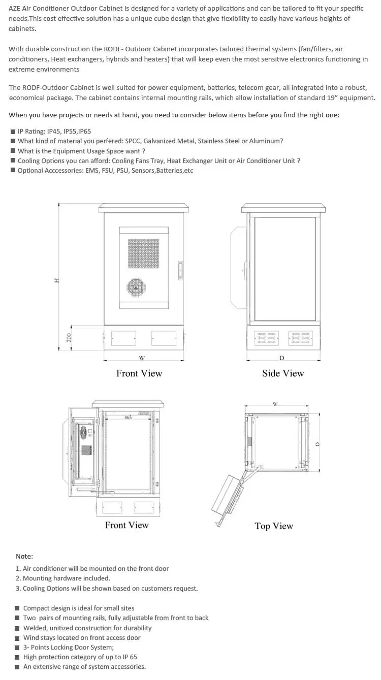 IP55 IP65 24u 27u 32u Waterproof Metal Enclosure Outdoor Storage Equipment Battery Telecom Cabinet