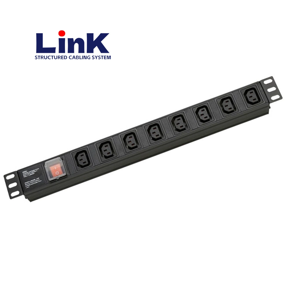 1u Server Rack Mount 8 Ways IEC C13 Intelligent Industrial PDU with 1p Circuit Breaker